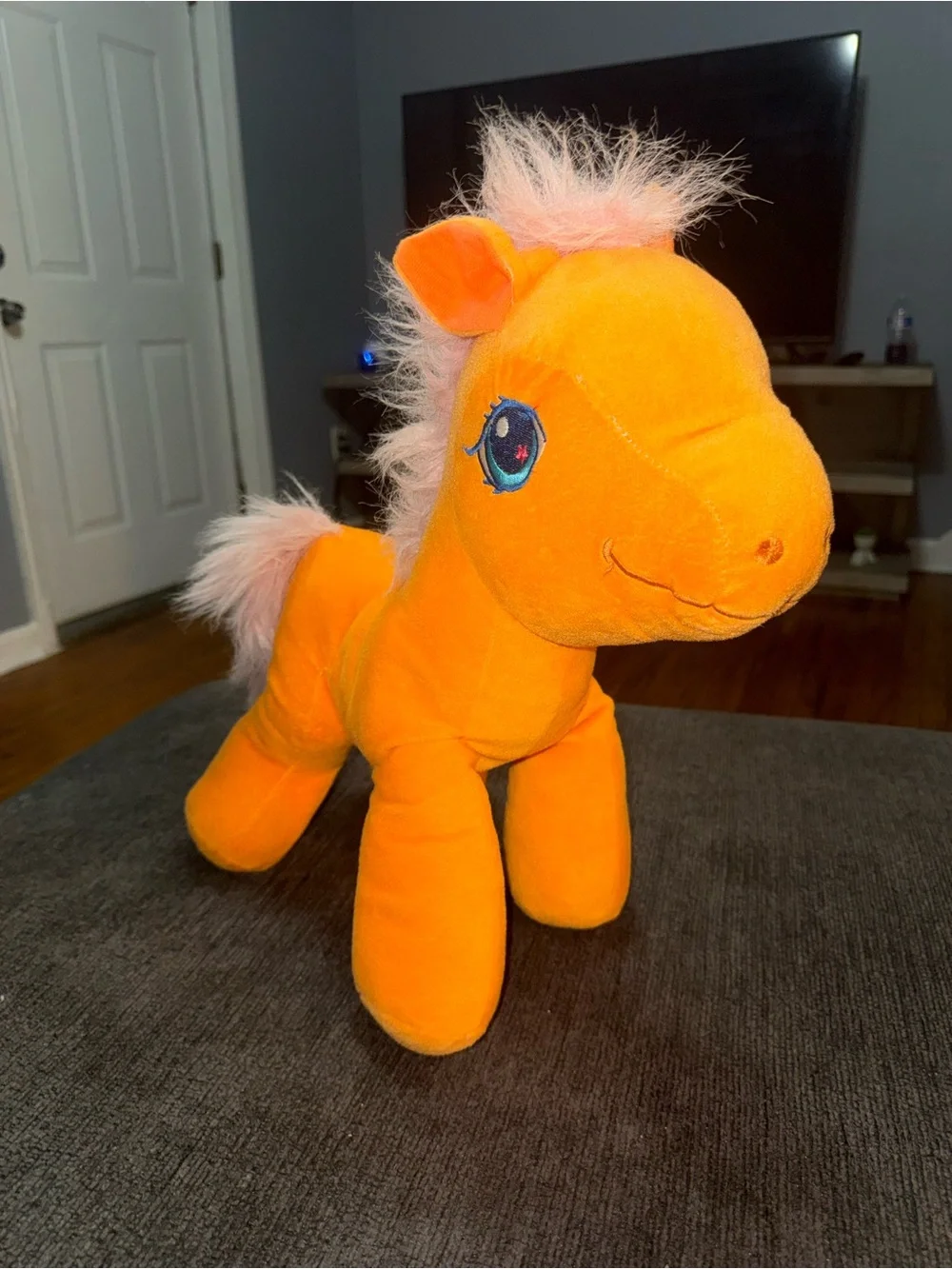 Carousel Soft Toys Orange Plush Pony Horse Pink Mane Stuffed Animal 14” Cute